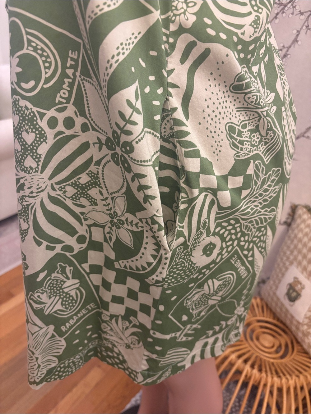 Green Printed Ruffle-Trim Short Dress - Picture 3 of 6